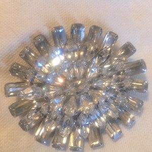 Glorious Bursting Baguette Weiss Rhinestone Brooch Unsigned 1950s.